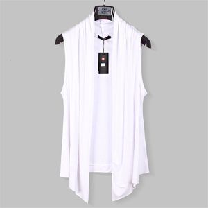Heren Vesten zomer mannen zwart wit grijs kleur mouwloos vest lang vest punk streetwear man mode cape koreaanse vintage mantel 230724