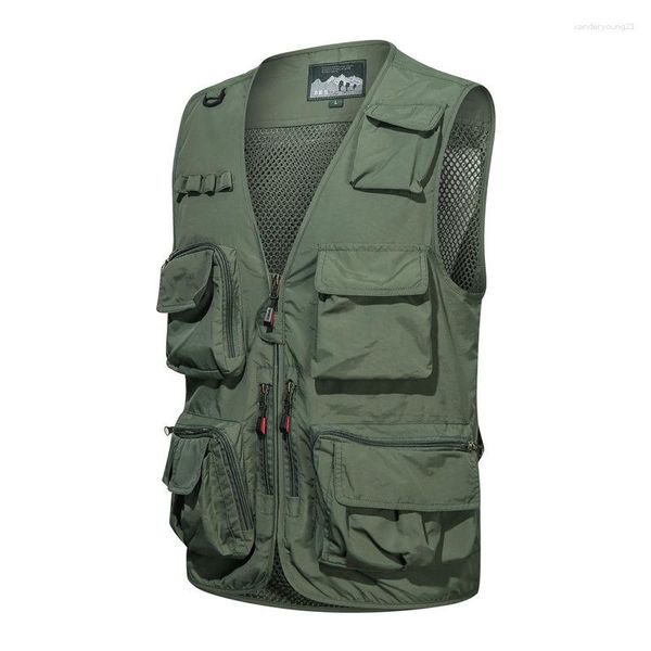 Gilets pour hommes Hommes d'été Déchargement Tactique Gilet Manteau Casual Pographe Gilet Mesh Travail Veste Sans Manches Outils Poche M-4XL