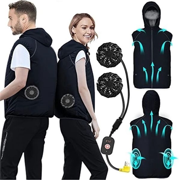 Chalecos para hombres Verano Deporte Fan Aire Condición Cool Hombre Mujer Viaje Ultraligero Marca Chaleco al aire libre Ropa Chaqueta Sol Cortavientos Pesca Trabajador 220921