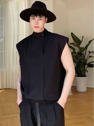 Herenvesten syuhgfa mannen kleding 2023 lente zomerstandaard ontwerpen mouwloze korte pullover vest shirt mode -tops voor mannelijke 230320
