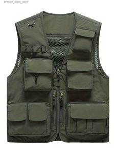 Herenvesten Tactisch Militair Vest Camping Herenkleding Gratis verzending Werk Jacht Denim Multi-pocket MAN Mesh Zomer Motorkleding Q231208