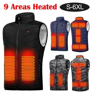 Gilets pour hommes Gilet chaud thermique 9 zones de chauffage USB gilet de chauffage électrique intelligent avec poche à fermeture éclair hommes femmes vêtements de sport manteau chauffant pour le camping 231114