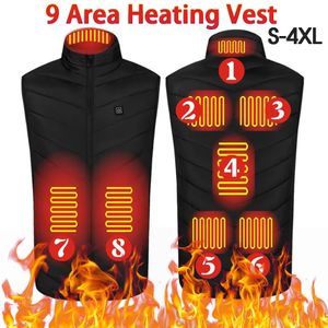 Gilets pour hommes Gilet chaud thermique 9 zones de chauffage USB gilet de chauffage électrique intelligent avec poche à fermeture éclair hommes femmes vêtements de sport manteau chauffant pour le camping 231023