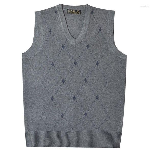 Chalecos de hombre de grado superior otoño invierno marca de moda diseñador suéter chaleco tejido hombres pulóver cuello en V sin mangas ropa Casual A97