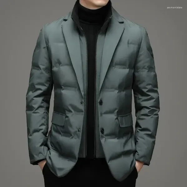 Chalecos para hombres Chaqueta de plumón de grado superior Casual de negocios Cuello de traje clásico 90% Gery Duck Coat Male Keep Warm Parkas