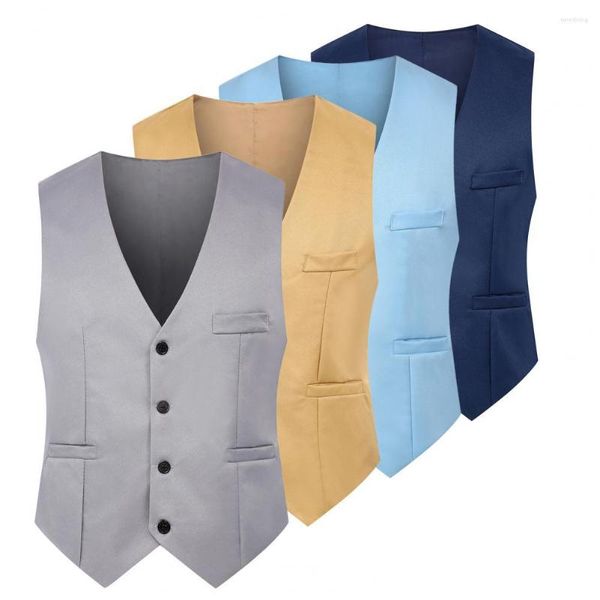 Gilets pour hommes Gilet de printemps à la mode Poches anti-rides Lavage et usure doux Hommes Slim Fit