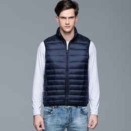 Herenvesten ultra licht neer Vest mannen herfst winter buitenstandaard kraag windbreaker mouwloze jas houd warme witte eend naar beneden in de vest 221202