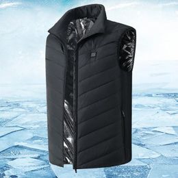 Gilets pour hommes unisexe contrôle température veste 9 zone chauffage corps chaud manteau intelligent avec poche à fermeture éclair pour la chasse d'hiver