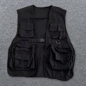 Gilets pour hommes unisexe gilet hip hop style streetwear individuel sans manches lâche boucle clre femmes hommes cargo gilet 230921