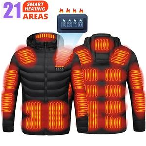 Gilets pour hommes Vestes chauffantes USB Hommes Hiver Chaud Parkas Chauffants 21 Zones Vestes Chauffantes Électriques Veste Chaude Imperméable Manteau Plus Taille 6XL 231127