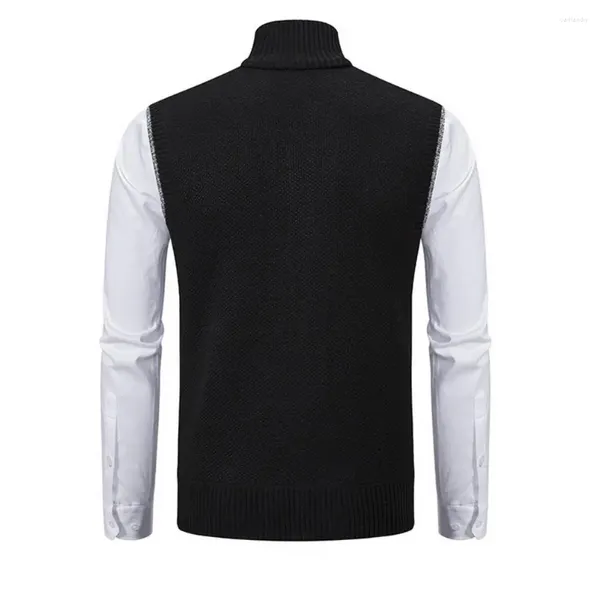 Gilets pour hommes polyvalents hommes pull gilet fermeture éclair pour le travail de col montant tricoté élégant