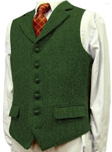 Hommes gilets gilet revers col en V costume hommes laine chevrons affaires Groomsman gilet décontracté pour mariage vert/noir/marron/vert/gris