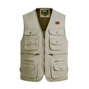 Herenvesten vest man veer katoen polyester oversized vest met multi-pocket verslaggever directeur top