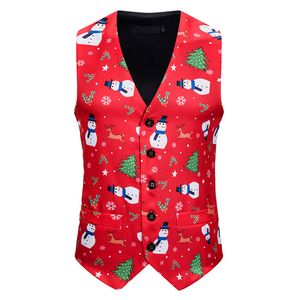 Chalecos para hombres Chaleco Santa Claus Impresión en color Moda coreana británica Traje casual Cosplay Rendimiento Ropa de banquete de Navidad 221122