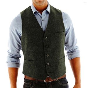 Hommes gilets gilet simple boutonnage col en V sans manches veste haute qualité motif à chevrons affaires décontracté robe de soirée de mariage