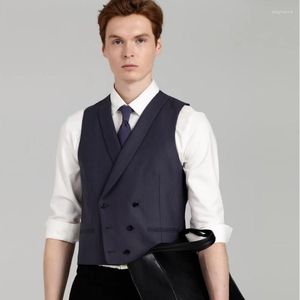 Gilettes pour hommes gilet sans manches sombres courte du style britannique Business Casual Suit mâle en blazers