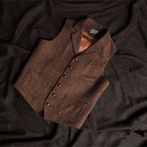 Gilets pour hommes gilet gilet steampunk veste marron pour hommes formel steam punk laine tweed costume vêtements masculins 231212