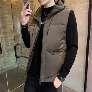 Gilets pour hommes gilet vêtements d'hiver veste sans manches gilet bouffant marques chaudes manteau à capuche Cardigan fermeture éclair