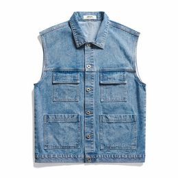 Herenvesten Veste zonder manche homme homme hanen vest heren jassen mouwloze denim jasje homme mouwloze jas mannen casual katoenen comfort 221206