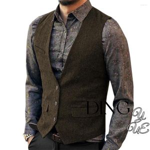 Vaiilles pour hommes Victorian Steampunk hommes Suit Veste V Veste de cou Herringbone Tweed Flip Pocket Business Wash