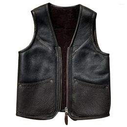 Heren Vesten Vinatge Shearling Bont Gevoerd Man Vest Jas Winter Vintage Ondergoed Motorfiets Heren Vest Schapenvacht Weskit