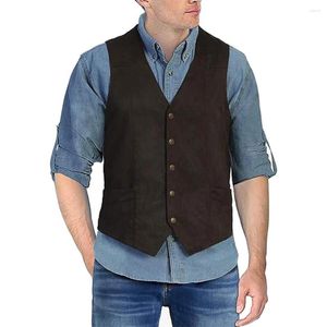 Gilettes pour hommes Vintage de style vintage Retro Waistcoat pour hommes Slim Fit Suit Viette Business V Vin Neck Sans manches multiples Options de couleurs