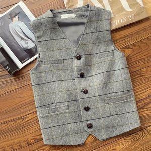 Herenvesten vintage pak waastcoat check vest Herringband tweed plaid mouwloze jas bovenkleding 4xl lente winter tops