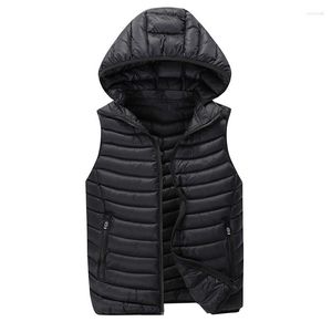 Mannen Vesten Warm Mouwloos Vest Mannen Katoenen Capuchon 2023 Winter Mannelijke Rits Vest Voor Herfst Gilet Homme Merk c200