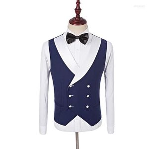 Gilets pour hommes revers blanc double boutonnage gilet de marié sur mesure gilet de mariage marié hommes pour la fête Phin22