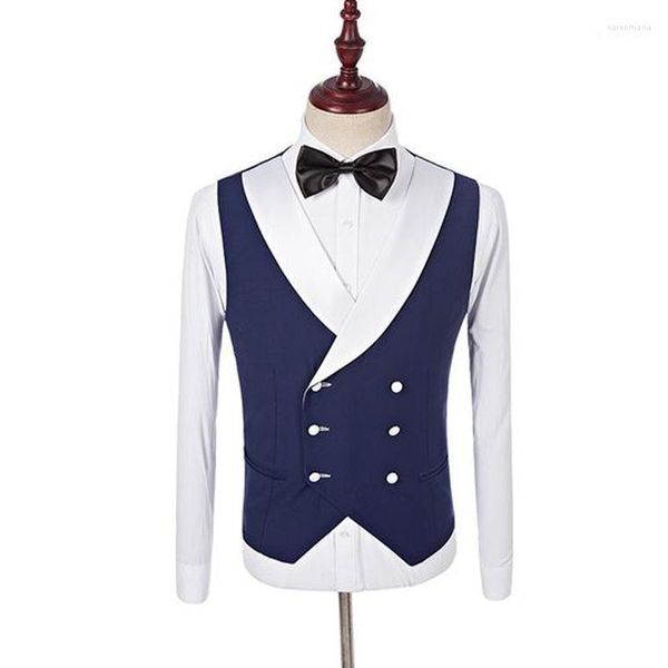 Hommes gilets blanc revers Double boutonnage garçons d'honneur gilet sur mesure mariage gilet marié hommes pour la fête Kare22