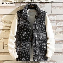 Gilet da uomo Inverno Bandana Gilet Giacca da uomo Harajuku Moda Paisley Senza maniche Piumino spesso caldo Parka Gilet da uomo Abbigliamento 230826