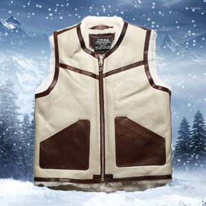 Herenvesten winter casual warmte shearling schapenvacht lederen jas mannen dames mouwloze onderhirt vest tailozagen