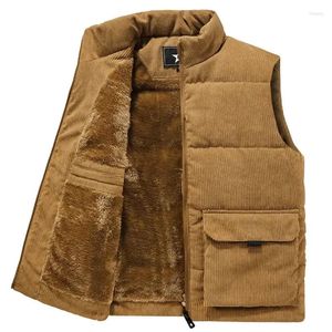 Gilets d'hiver en laine pour hommes, manteaux rembourrés en coton, sans manches, chauds, vêtements grande taille 6XL