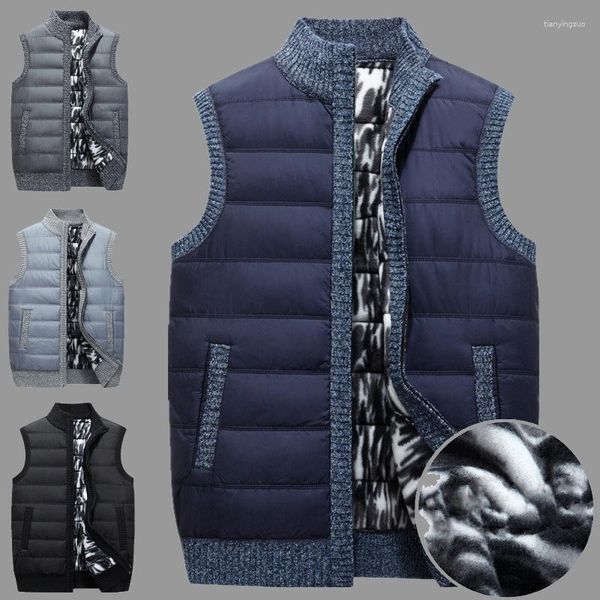 Gilets pour hommes hiver polaire épais pull chaud veste mâle automne haute qualité mode sans manches tricot cardigan gilet