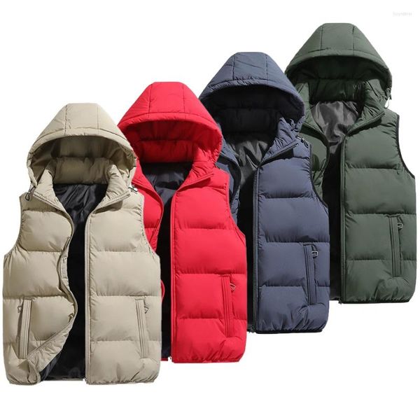 Chalecos para hombres Chaqueta de invierno Hombres Sin mangas Puffer Chaquetas Ropa 2023 Marca Algodón Acolchado Abrigos al aire libre