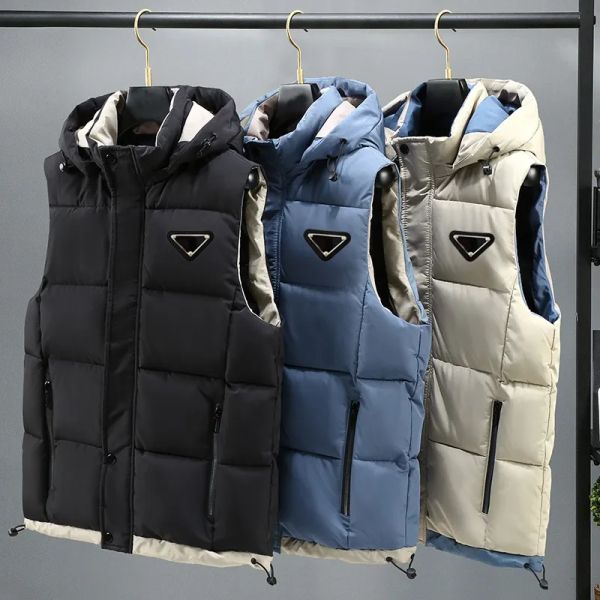 Coletes masculinos jaquetas de inverno jaquetas de inverno moda homens mulheres jaqueta de bolso moletom de alta qualidade sem mangas com zíper material casaco solto moda tendência coa
