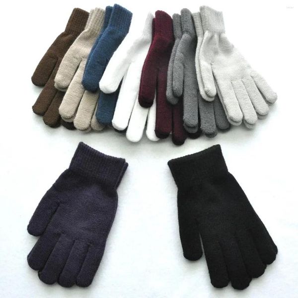 Chalecos para hombres Invierno Punto de felpa Mujeres Hombres Otoño Espesado Color Sólido Mitones de dedo completo Guantes Calentadores de mano Pareja Ciclismo