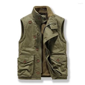 Gilets pour hommes hiver col montant ample décontracté gilet en coton épaissi