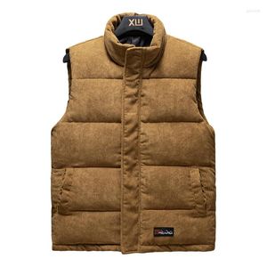 Hommes gilets hiver hommes velours côtelé gilet mâle épais chaud confortable sans manches manteau décontracté gilet col montant couleur unie taille 5XL