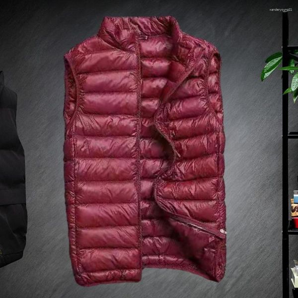 Gilets pour hommes hiver hommes veste élégante sans manches vers le bas fermeture à glissière vêtements d'extérieur chauds pour l'automne coupe régulière