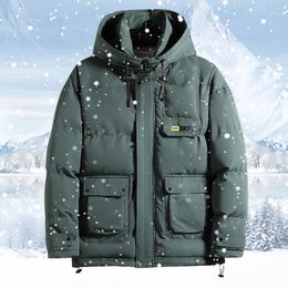 Gilets pour hommes hiver hommes Parka grandes poches veste décontractée à capuche couleur unie hommes épaissir chaud vêtements d'extérieur manteau coupe-vent 221130