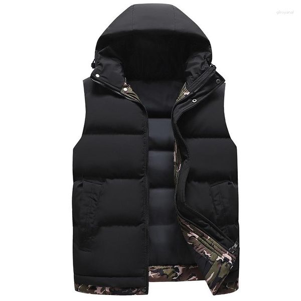 Chalecos para hombre, chaleco de invierno para hombre, chaleco informal, chaqueta ligera cálida, Parka ultraligera para hombre, chaquetas de gran tamaño con capucha