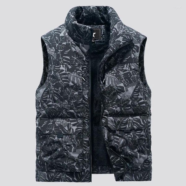 Gilets pour hommes Hiver Hommes Armée Noir Gilet Manteau Polaire Chaud Veste Sans Manches Mode Couleur Solide Vestes Tactiques Hommes Travail Gilet 6XL