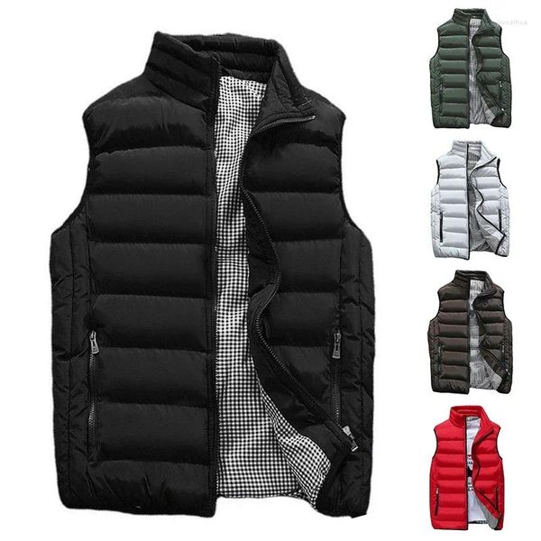 Chalecos para hombres Chaleco acolchado de invierno Abrigo sin mangas para exteriores Cálido y esponjoso Piloto militar a prueba de viento Slim XL-5XL