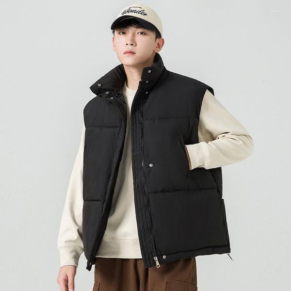 Chalecos para hombres Chaleco engrosado de invierno Hombres Moda cálida Casual Chaqueta gruesa Streetwear Coreano suelto sin mangas para hombre Top Coat