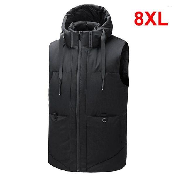 Chalecos para hombres Chaleco de invierno Hombres Moda Chaquetas sin mangas 8XL Tallas grandes Color sólido Otoño Abrigo grueso Masculino Grande