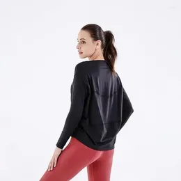 Herenvesten met logo Back In Action T-shirt met lange mouwen Dames Ademend Comfortabel Loslopen Fitness Yoga Sporttop