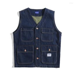 Mannen Vesten Vrouwen Mannen Meerdere Zakken Japanse Harajuku Streetwear Mode Denim Cargo Vest Jas Man Losse Casual Jeans Vest paar