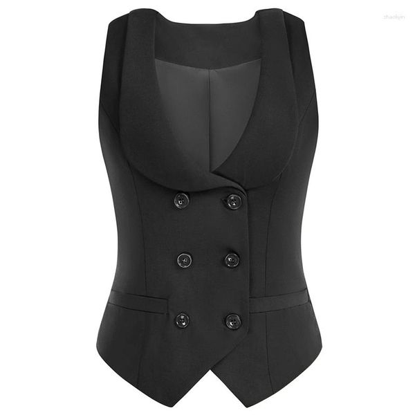 Hommes gilets femmes gilet châle revers vêtements de travail chaud dame mariage affaires Slim Fit sans manches fête gilet Double boutonnage