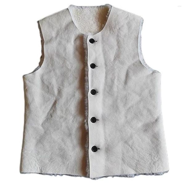 Gilets pour hommes Laine Rembourrée Mens Gilet Hiver Chaud En Cuir Véritable Fourrure Shearling Homme Gilet Top Réservoirs Manteau Coréen Designer